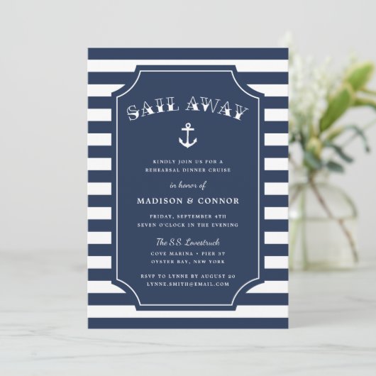 Nautical Anchor Rehearsal Dinner Invitation Kaart (Staand voorkant)