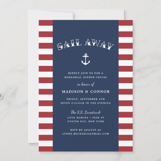 Nautical Anchor Rehearsal Dinner Invitation Kaart (Voorkant)