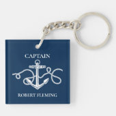 Nautical Anchor Rope Boat Captain Monogram Sleutelhanger (Achterkant)
