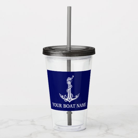  Nautical Anchor Rope Boat Name Acryl Drinkbeker (Voorkant)