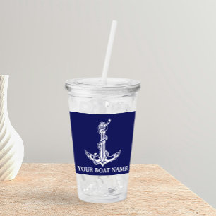 Nautical Anchor Rope Boat Name Acryl Drinkbeker