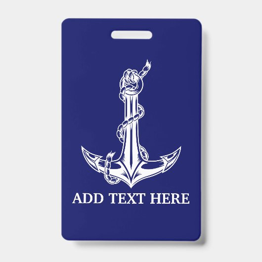 Nautical Anchor Rope Boat Name Badge (Voorzijde)