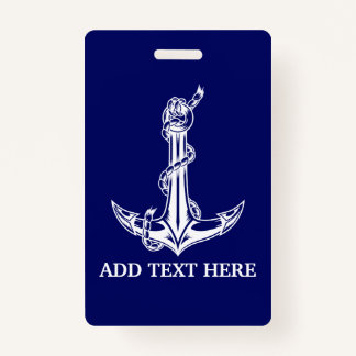  Nautical Anchor Rope Boat Name Badge