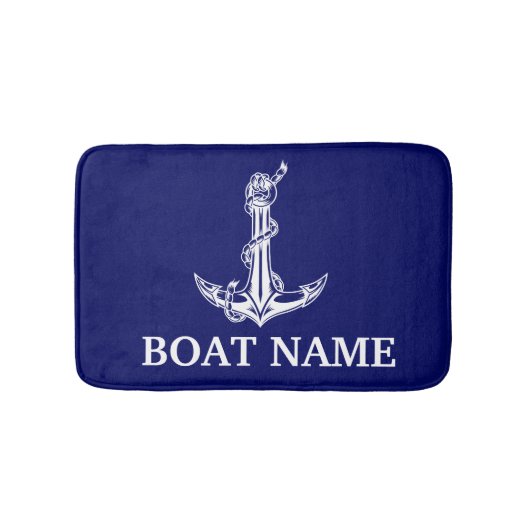  Nautical Anchor Rope Boat Name Badmat (Voorkant)