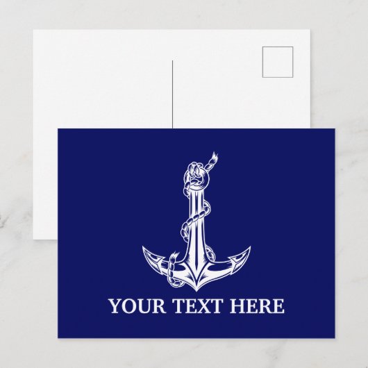  Nautical Anchor Rope Boat Name Briefkaart (Voorkant / Achterkant)