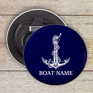 Nautical Anchor Rope Boat Name Button Flesopener