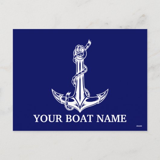  Nautical Anchor Rope Boat Name Feestdagenkaart (Achterkant)