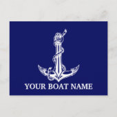  Nautical Anchor Rope Boat Name Feestdagenkaart (Voorkant)
