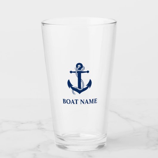 Nautical Anchor Rope Boat Name Glas (Voorkant)