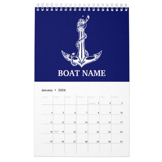  Nautical Anchor Rope Boat Name Kalender (Jan 2026)