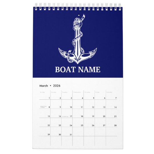 Nautical Anchor Rope Boat Name Kalender (Mar 2026)