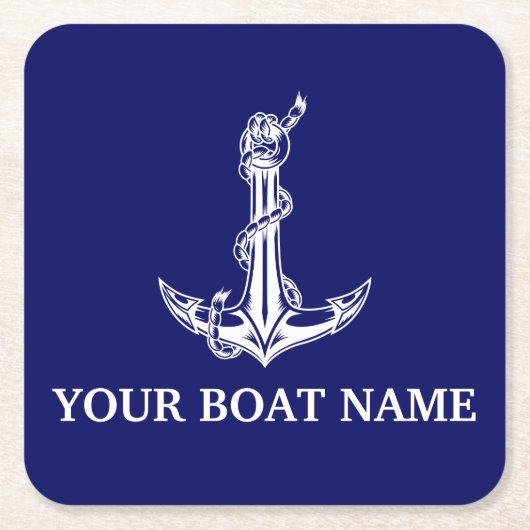 Nautical Anchor Rope Boat Name Kartonnen Onderzetters (Voorkant)