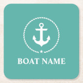 Nautical Anchor Rope Boat Name Kartonnen Onderzetters (Voorkant)