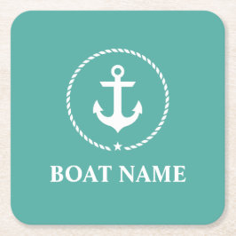 Nautical Anchor Rope Boat Name Kartonnen Onderzetters
