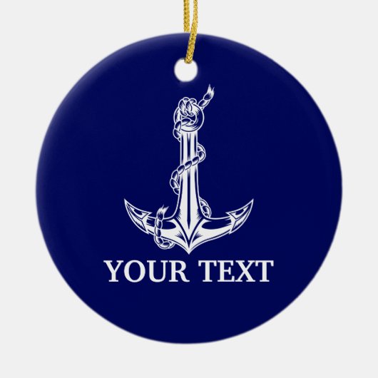  Nautical Anchor Rope Boat Name Keramisch Ornament (Voorkant)