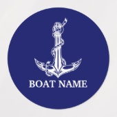 Nautical Anchor Rope Boat Name Labels (Design 1)