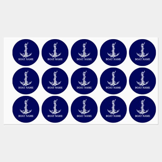  Nautical Anchor Rope Boat Name Labels (Vel)
