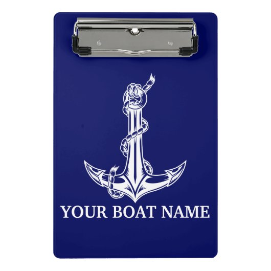  Nautical Anchor Rope Boat Name Mini Klembord (Voorkant)