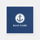 Nautical Anchor Rope Boat Name Navy Blue Servet (Voorkant)
