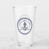 Nautical Anchor & Rope Boat Name Navy Blue & White Glas (Achterkant)