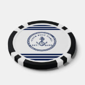 Nautical Anchor & Rope Boat Name Navy Blue & White Poker Chips (Enkel)