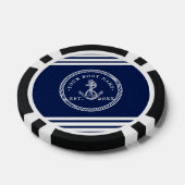 Nautical Anchor & Rope Boat Name Navy Blue & White Poker Chips (Enkel)
