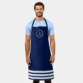 Nautical Anchor & Rope Boat Name Navy Blue & White Schort (Gedragen)