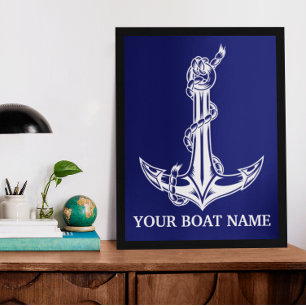 Nautical Anchor Rope Boat Name Poster