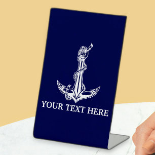 Nautical Anchor Rope Boat Name Reclamebord Met Voetstuk
