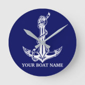  Nautical Anchor Rope Boat Name Ronde Klok (Voorkant)