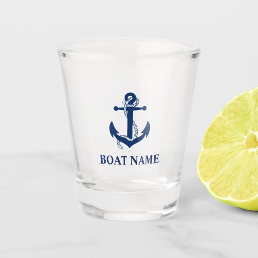 Nautical Anchor Rope Boat Name Shot Glas (Voorkant)