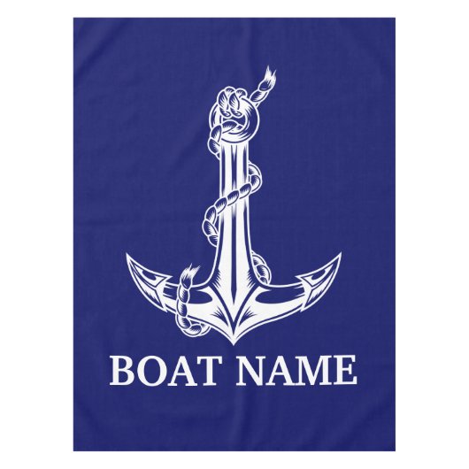  Nautical Anchor Rope Boat Name Tafelkleed (Voorkant)