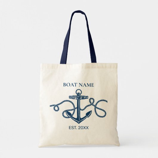 Nautical Anchor Rope Boat Name Tote Bag (Achterkant)