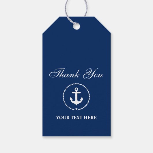 Nautical Anchor Rope Boot Naam Dank u Cadeaulabel (Voorkant)