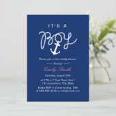 Nautical Anchor & Rope Boy Baby shower Kaart (Staand voorkant)