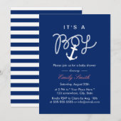 Nautical Anchor & Rope Boy Baby shower Kaart (Voorkant / Achterkant)
