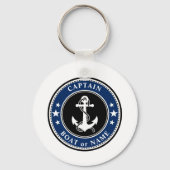 Nautical Anchor & Rope Captain Name of Boat Navy Sleutelhanger (Achterkant)
