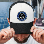 Nautical Anchor & Rope Captain Name of Boat Trucker Pet<br><div class="desc">Een Nautical Anchor en Rope met Kapitein Rank of andere titel en Jouw naam of Boat Name op een Stijlvol,  Modern Pet.</div>