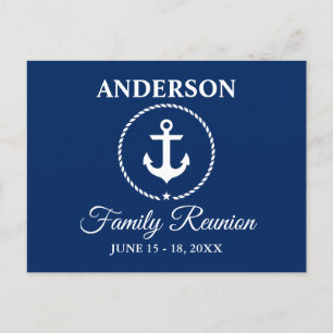 Nautical Anchor Rope Family Reunion Blue Briefkaart