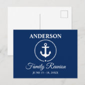 Nautical Anchor Rope Family Reunion Blue Briefkaart (Voorkant / Achterkant)