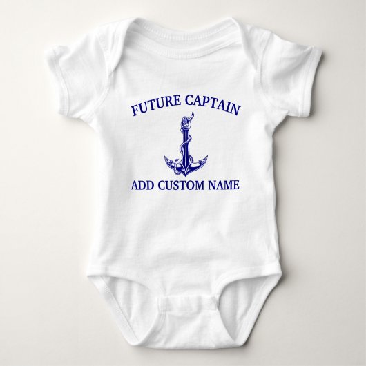  Nautical Anchor Rope Future Captain Name Romper (Voorkant)