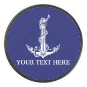 Nautical Anchor Rope Jouw tekst hier Hockey Puck (Voorkant)