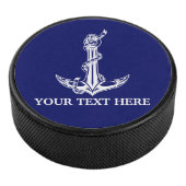 Nautical Anchor Rope Jouw tekst hier Hockey Puck (3/4)