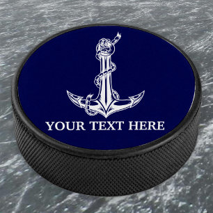 Nautical Anchor Rope Jouw tekst hier Hockey Puck