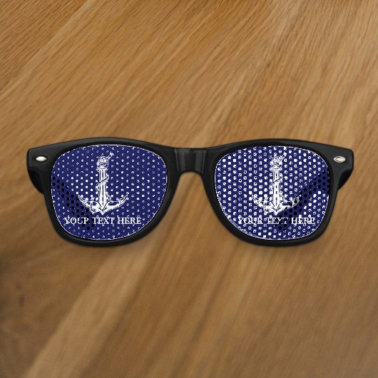  Nautical Anchor Rope Jouw tekst hier Retro Zonnebril