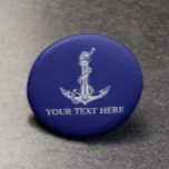 Nautical Anchor Rope Jouw tekst hier Ronde Button 3,2 Cm<br><div class="desc">Nautical Anchor Rope Boat Name Design for Boat Lovers.</div>