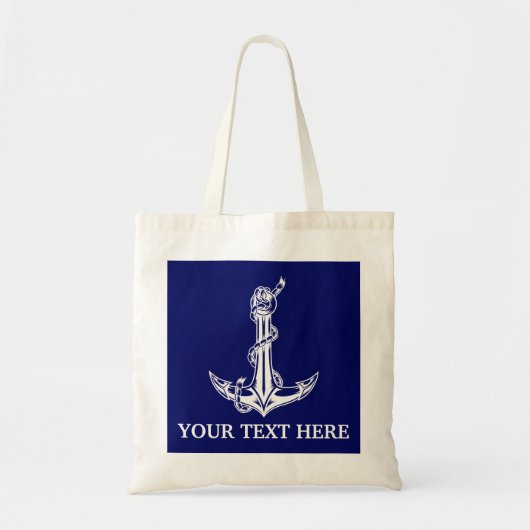 Nautical Anchor Rope Jouw tekst hier Tote Bag (Voorkant)