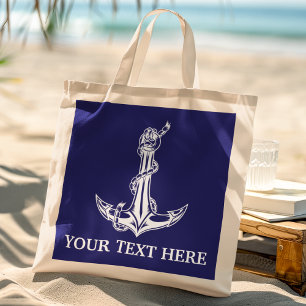 Nautical Anchor Rope Jouw tekst hier Tote Bag