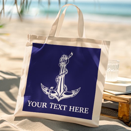 Nautical Anchor Rope Jouw tekst hier Tote Bag