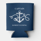 Nautical Anchor Rope Kapitein Naam Gepersonaliseer Blikjeskoeler (Voorkant)